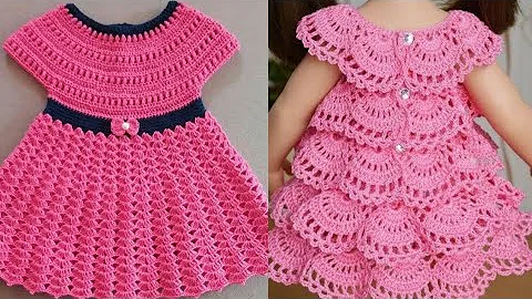 trending new crochet  design ideas for baby girl frock, crochet girl new designer dresses