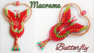 Macrame Heart Butterfly wall hanging | How to make macrame wall hanging-heart shape butterfly