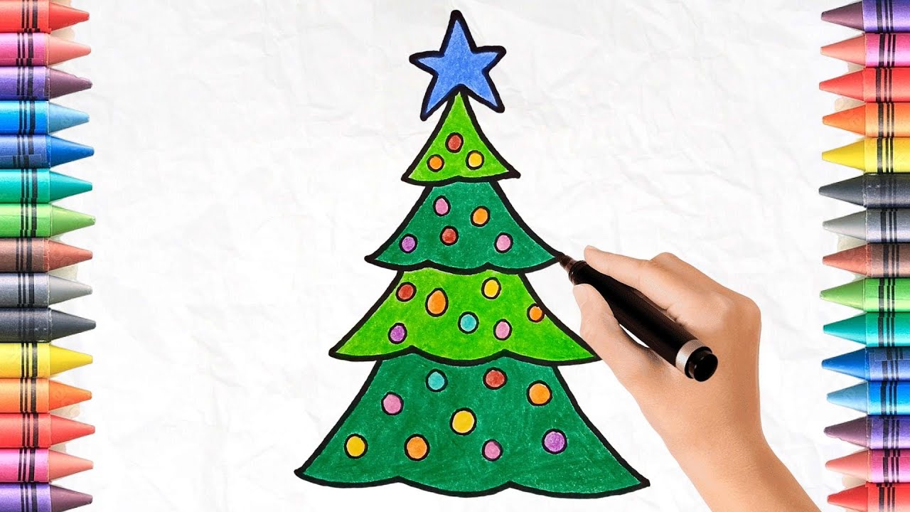 Merry Christmas Drawing for Kids | Learn How to Draw a Christmas Tree ...