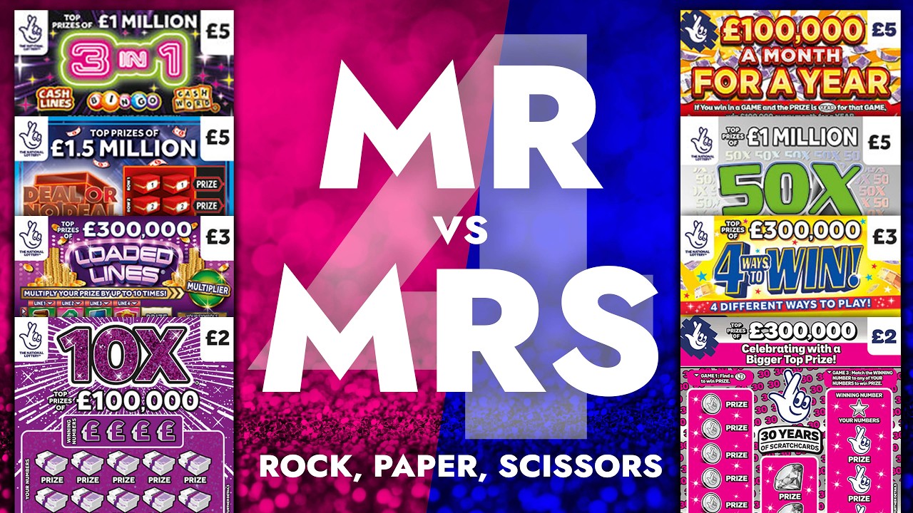 Scratch Card Showdown: Mr vs Mrs 🔥 Round 3: Rock Paper Scissors Edition 🔥 £30 In Play #scratchcards
