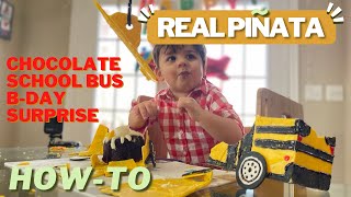 Edible Chocolate Piñata School Bus Cake - This is SO Easy to Make!