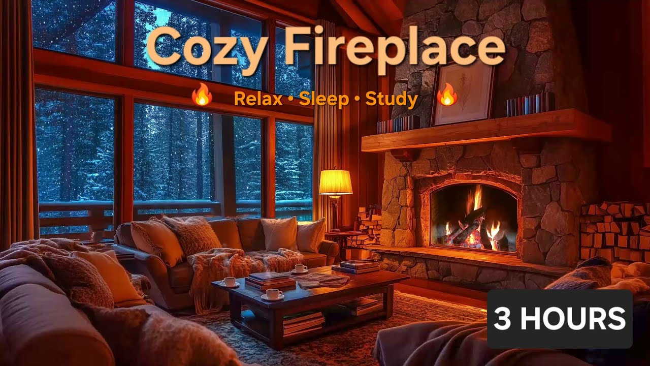 Cozy Fireplace Sounds 🔥 Crackling Fire for Relax, Sleep & Study (3 Hours)