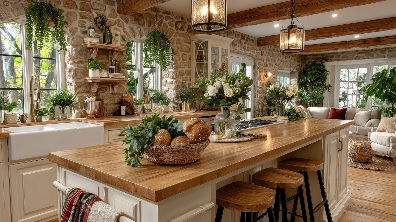 Small Kitchen Design Secrets | Romantic Red Vintage Style