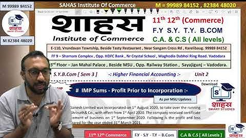 Profit Prior to Incorporation PPI - Example 1 Detailed Solution #hfa #account #bcom #sybcom