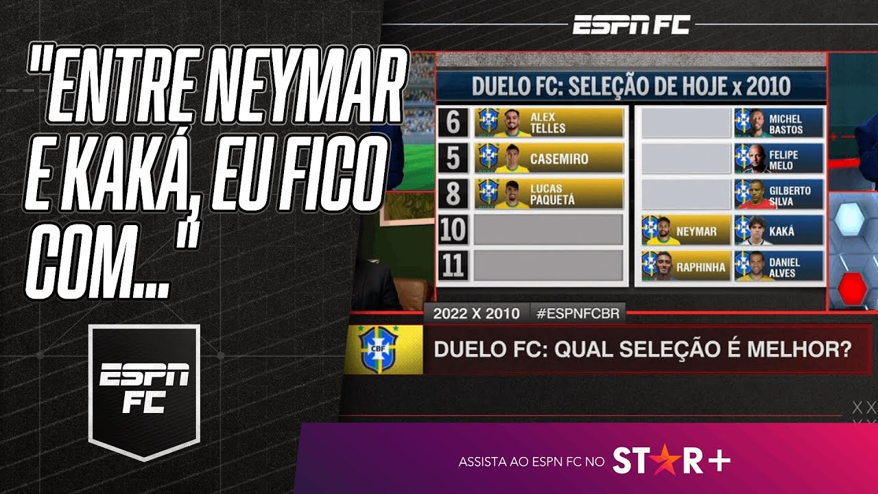 SELEÇÃO ATUAL X SELEÇÃO DE 2010: QUAL É MELHOR? Duelo FC compara posição por posição