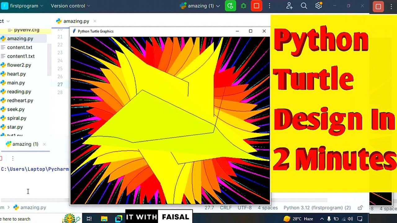 How To Draw Amazing Python Turtle Graphics Design | Python Coding Art ...