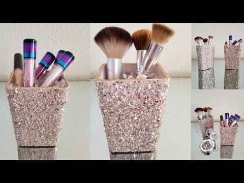 diy-|-bling-&amp;-glitter-|-crushed-glass-make-up-holders-|-very-glam!-|-quick-and-easy-diy-2018