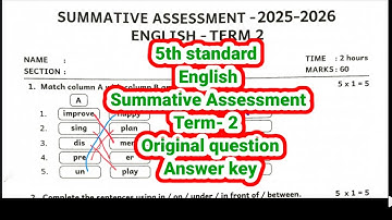 5th Standard English term 2 summative assessment original question answer key 2025 