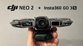 Dji Neo 2 Insta 360 Go3S Combo - Two Cameras On One Drone. Quick Mount Tutorial Real Flight Test