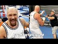 TYSON FURY IN VEGAS TRAINING FOR ANTHONY JOSHUA; SHOWS TREMENDOUS SPEED WITH CAPETILLO & SON DYLAN