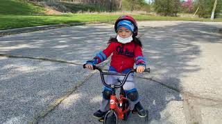 Big boy Learned how to ride bike with one training wheel up