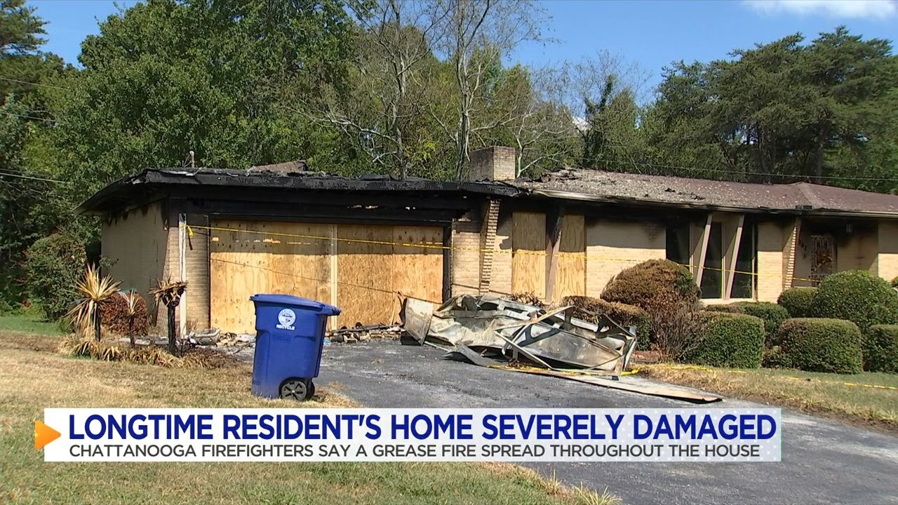 UPDATE: Woman and dog escape house fire Thursday afternoon - YouTube