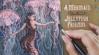 Painting an underwater scene with watercolours