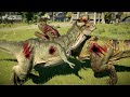 2x T-REX vs 2x GIGANOTOSAURUS BREAKOUT AND FIGHT - Jurassic World Evolution 2