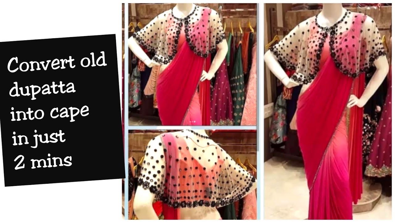 Cape drape with Crop Top cutting and stitching with measurement DIY Cape FOR Lehenga/Anarkali