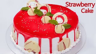 Strawberry Cake Recipe | Strawberry Cake Without Oven स्ट्रॉबेरी केक