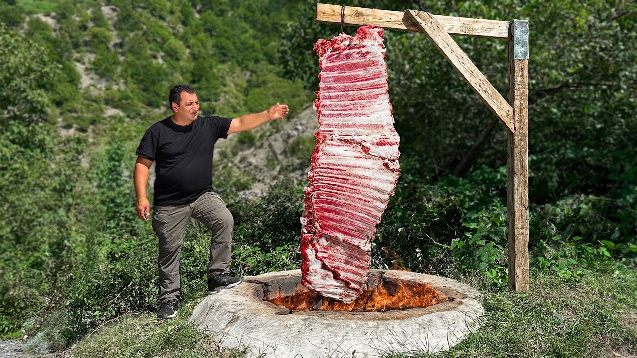 ⁣Juicy Beef Ribs From Tandoor With Tender Bulgur! Life In The Village Of Azerbaijan