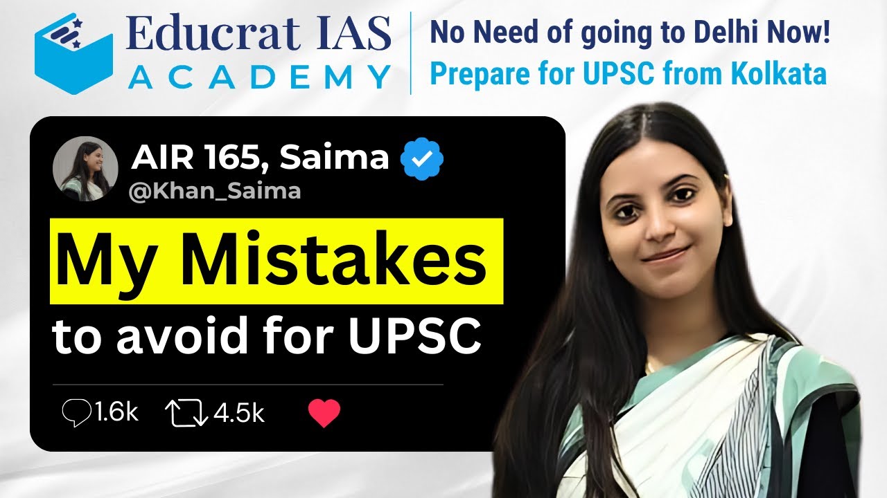 Topper's Strategy on MISTAKES TO AVOID WHILE PREPARING FOR UPSC | Saima ...