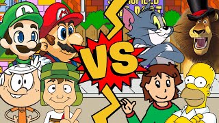 M.U.G.E.N Battles | Lincoln Loud/Luigi/Chavo/Mario vs Boris Anderson/Homer Simpson/Alex the Lion/Tom