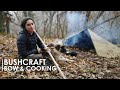 4 DAYS BUSHCRAFT CAMP - LONG BOW, CANVAS TENT, FRAME SAW, SPICY RICE COOKING [Documentary Part 2]