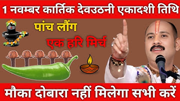 1 नवम्बर देव उठनी एकादशी तिथि को 5 लौंग और एक हरि मिर्च वाला उपाय जरूर करें || Pandit Pradeep Ji 