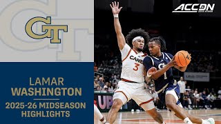 Georgia Tech G Lamar Washington Midseason Highlights 202526 Acc Mens Basketball