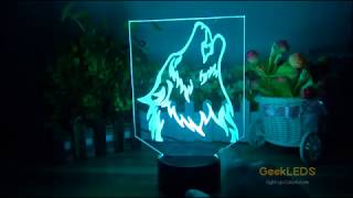 3d roaring wolf illusion lamp video screenshot 5