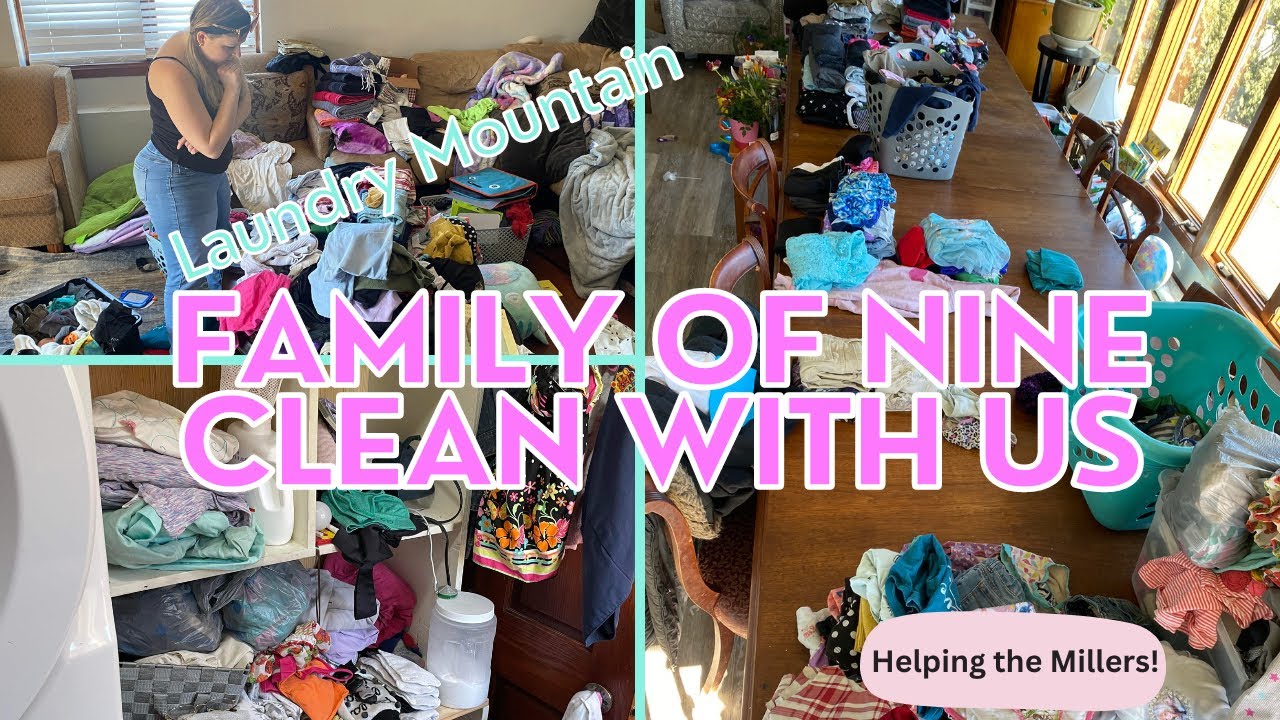 Extreme Clean with Me // Family of 9 // Laundry Catch Up