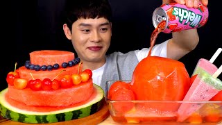 ASMR 시원한 통수박화채 🍉 수박케이크 수박 아이스크림 꽁꽁 먹방~!! Cool Ice Watermelon With Cool Watermelon Cake MuKBang~!!