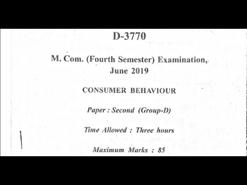 Consumer Behaviour  MCom 4th Semester June 2019