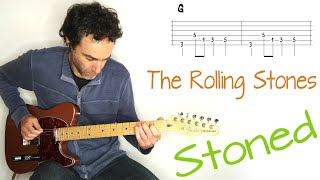 Rolling Stones - Stoned - Guitar lesson / tutorial / cover with tab