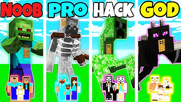 Minecraft: FAMILY MONSTER MUTANT HOUSE BUILD CHALLENGE - NOOB vs PRO vs HACKER vs GOD in Minecraft