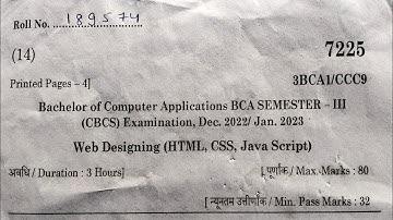 BCA | WEB DESIGNING (HTML, CSS, JAVA SCRIPT) | 3RD SEMESTER | MCU | QUESTION PAPER | 2023