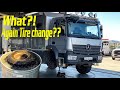Tire leak? How to check and change tire Mercedes Atego 4x4 ► | MAN o Mann is back!