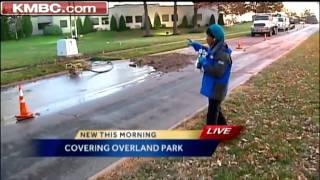 12-inch water main breaks in Overland Park