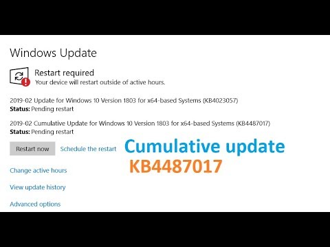 Cumulative Update for Windows 10 version 1803 for x64 based systems KB4487017