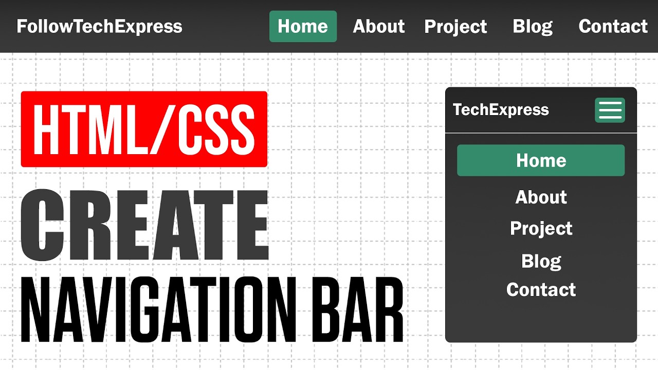 Responsive Navigation Bar Tutorial | HTML & CSS for Beginners - YouTube