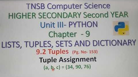 Tuple Assignment in Python with example and Demo, Part 16, in Tamil, Unit 3, A. Jaya Mabel Rani/AP.