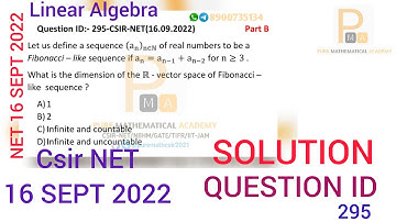 Csir Net 16 September 2022 Linear Algebra Solution | Question ID 295 | Pure Mathematical Academy