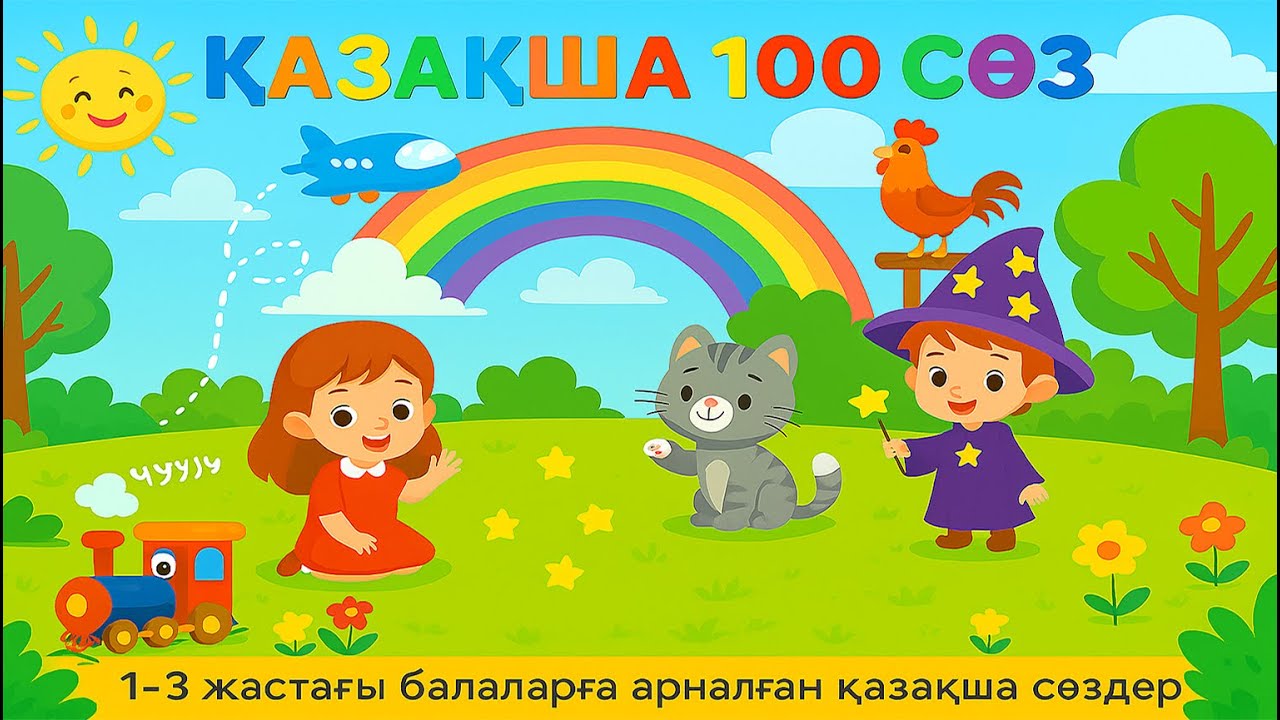 100 қазақша сөзді бірге үйренейік | 1-3 жас балаларға дамытушы мультфильм