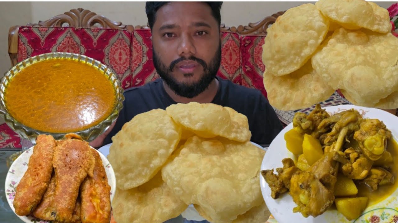 ASMR EATING SPICY CHICKEN CURRY LUCI BEGUNI EXTRA GRAVY | MUKHBANG 