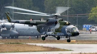 [4K] Czech AF Mil mi-17 Helicopter departs Eindhoven in pouring rain