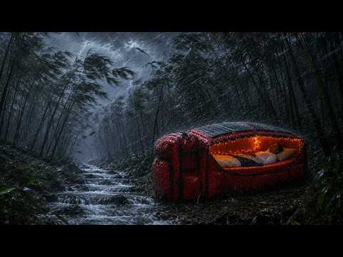 ☔️CAMPING ALONE IN A THUNDERSTORM AND HEAVY RAIN // struggling set up a warm tent during a heavyrain