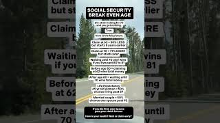 Social Security Break Even Age : Claim at 62 or Wait Until 70  #personalfinance #socialsecurity