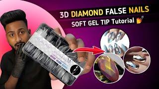 3d diamond false nails soft gel tip nail extension | Soft gel nail extensions tutorial for beginners screenshot 1