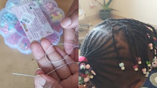 How to Install Tiny holed Beads on hair Stresfree using Needle and thread /How to add beads on hair