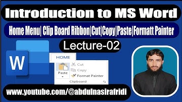 Lecture-02| Home Tab| Clipboard Ribbon in MS Word in Pashto