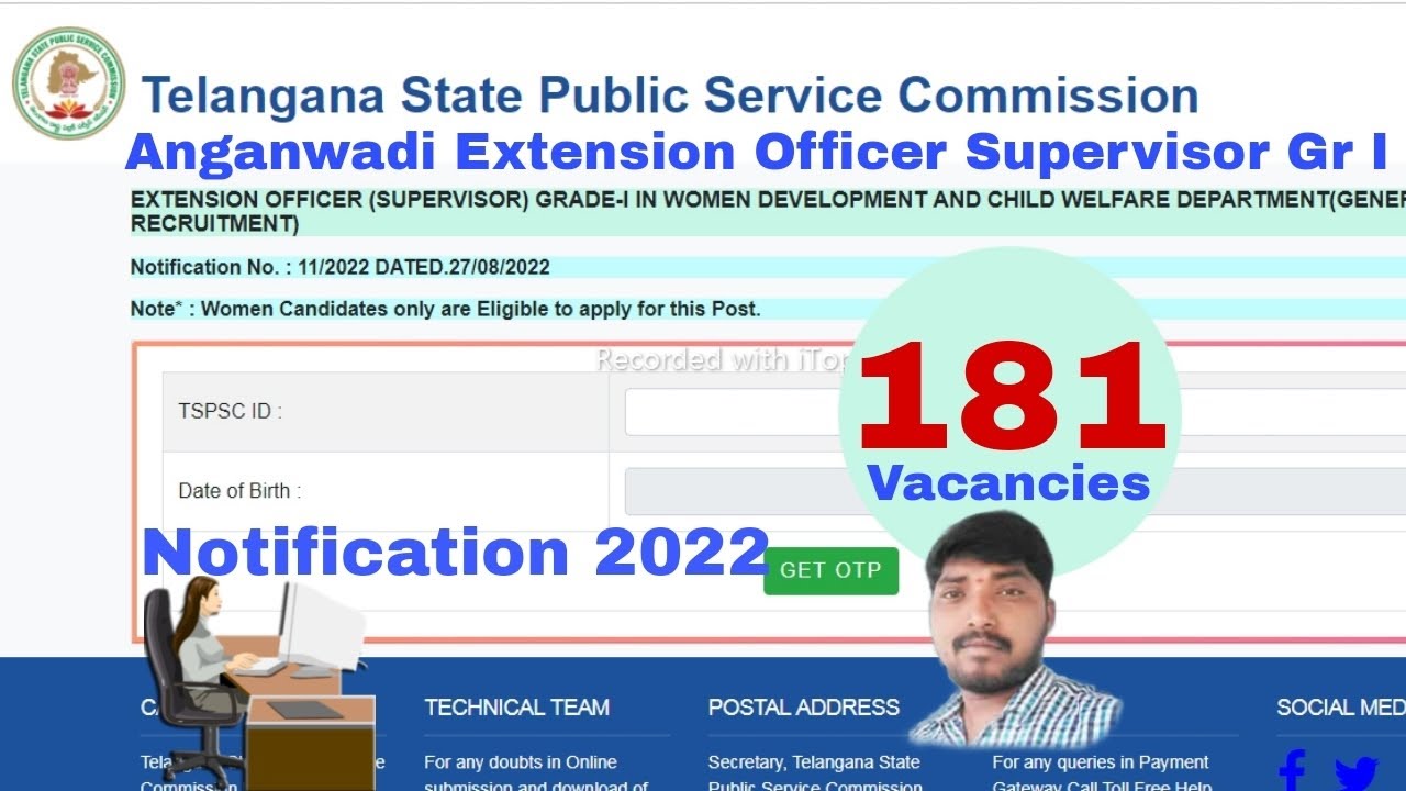 Anganwadi supervisor jobs Recruitment Notification 2022 TSPSC 