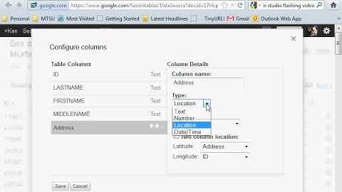 Specifying the location column in Google Fusion Tables.avi