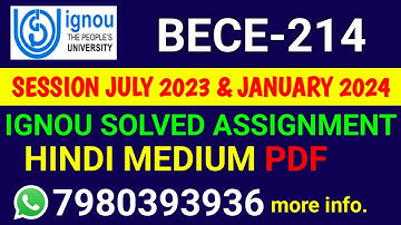 BECE 214 Solved Assignment 2023-24 Hindi, BECE 214 Solved Assignment 23-24, BECE-214 Assignment